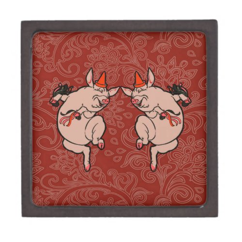 Dancing Pig Antique Cute Dancer Keepsake Box