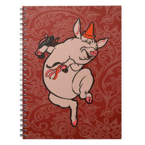 Dancing Pig Antique Cute Dancer Notebook