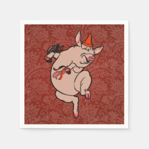 Dancing Pig Antique Cute Dancer Paper Napkins