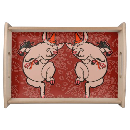 Dancing Pig Antique Cute Dancer Serving Tray