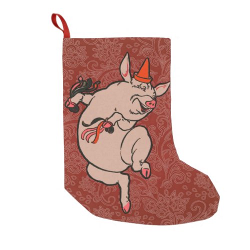 Dancing Pig Antique Cute Dancer Small Christmas Stocking