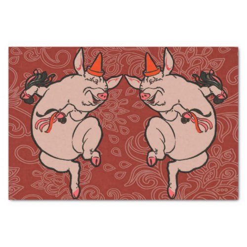 Dancing Pig Antique Cute Dancer Tissue Paper