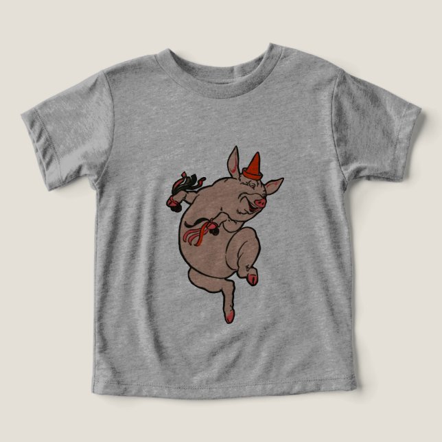 Dancing Pig Antique Cute Dancer Toddler T-shirt (Design Front)