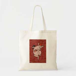Dancing Pig Antique Cute Dancer Tote Bag