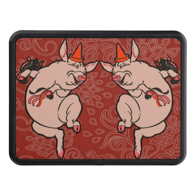 Dancing Pig Antique Cute Dancer Tow Hitch Cover (Front)