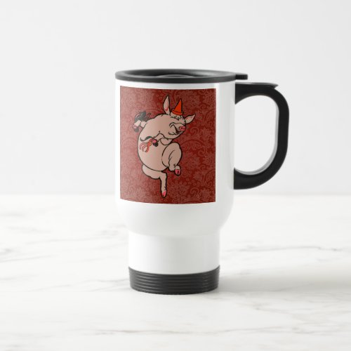 Dancing Pig Antique Cute Dancer Travel Mug