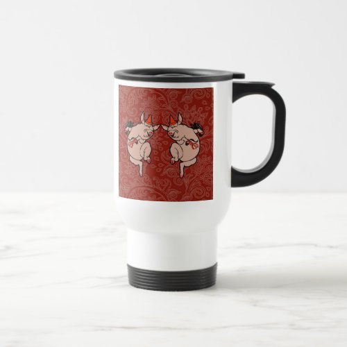 Dancing Pig Antique Cute Dancer Travel Mug