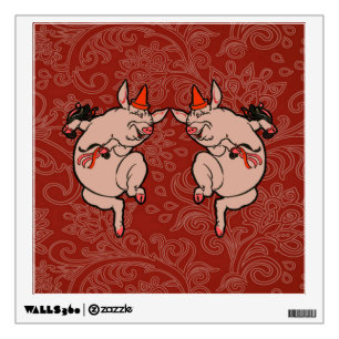 Dancing Pig Antique Cute Dancer Wall Decal