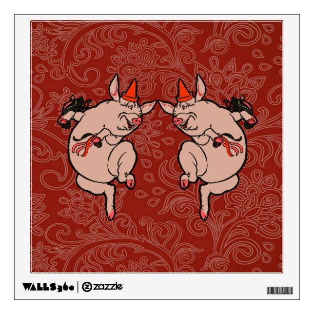 Dancing Pig Antique Cute Dancer Wall Decal (Front)
