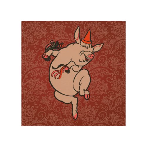 Dancing Pig Antique Cute Dancer Wood Wall Decor