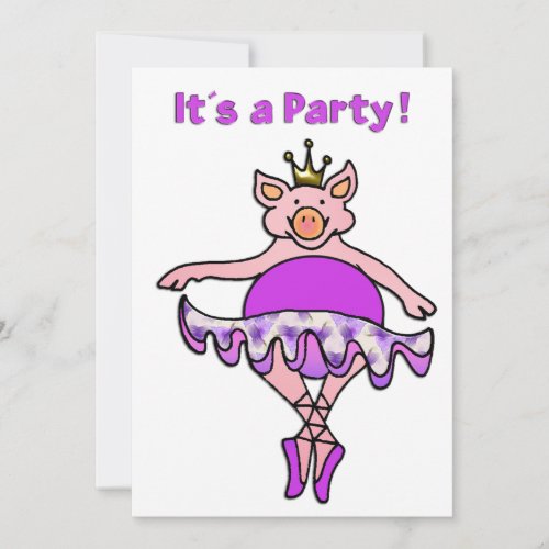 Dancing Pig in Tutu Invitation