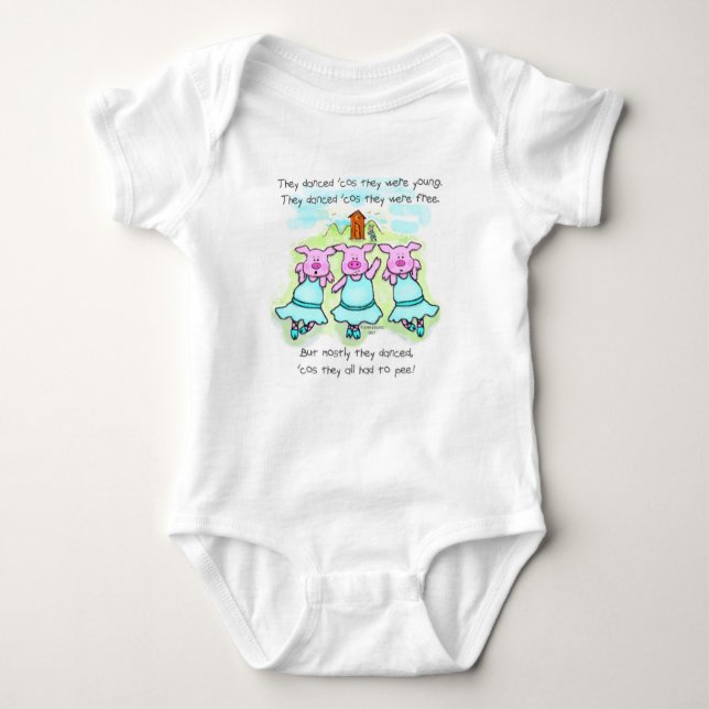 Dancing Pig Poem Baby Bodysuit (Front)