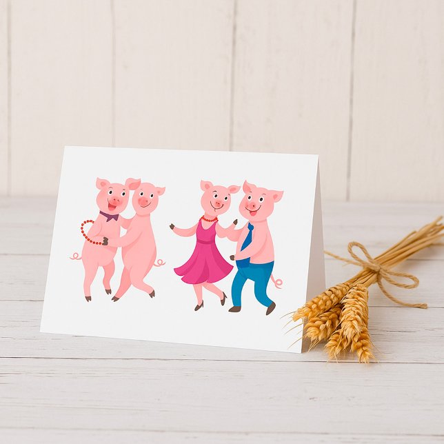 Dancing Pigs Letterpress Thank You Card (Creator Uploaded)