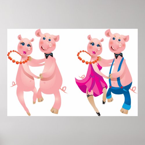 Dancing Pigs Poster