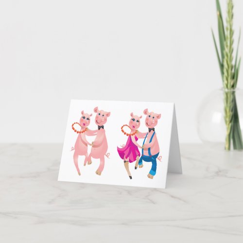 Dancing Pigs Thank You Card