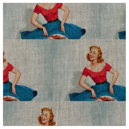 Dancing Pin_up Girl  Vintage Pinup Art Fabric
