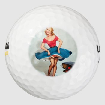 Dancing Pin-up Girl ; Vintage Pinup Art Golf Balls by PinUpGallery at Zazzle