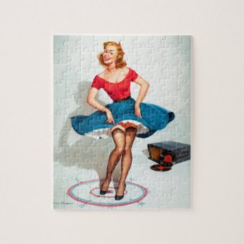 Dancing Pin-up Girl ; Vintage Pinup Art Jigsaw Puzzle by PinUpGallery at Zazzle