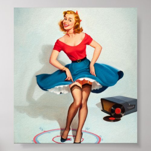 Dancing Pin_up Girl  Vintage Pinup Art Poster