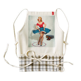 Dancing Pin-up Girl ; Vintage Pinup Art Zazzle HEART Apron
