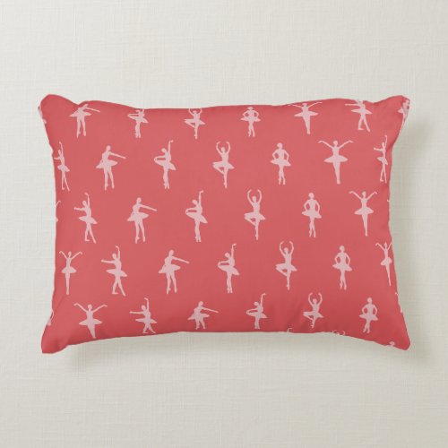Dancing Pink Ballerinas Pattern Accent Pillow