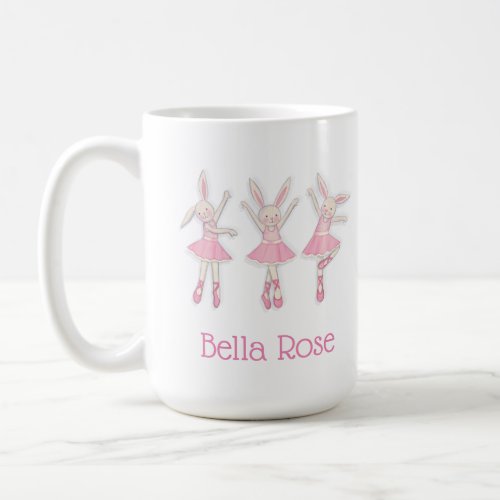 Dancing pink ballet bunnies coffee mug