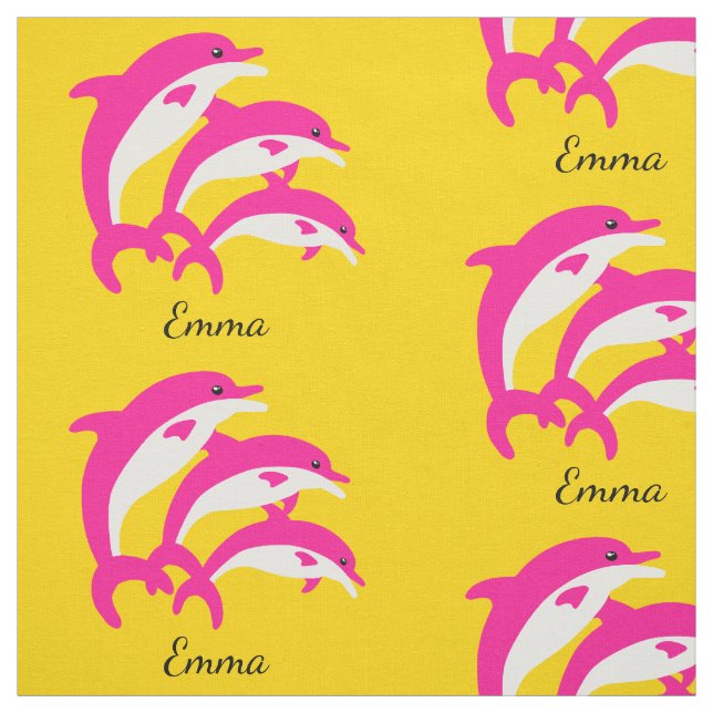 Dancing Pink Dolphins Fabric (Swatch)