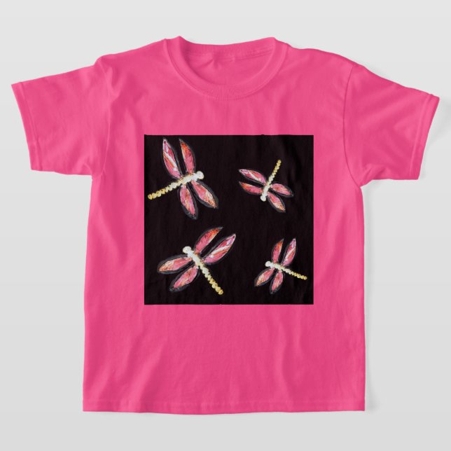 Dancing Pink Dragonfly Bugs T-Shirt (Laydown)
