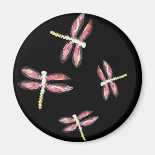 Dancing Pink Dragonfly Magnet