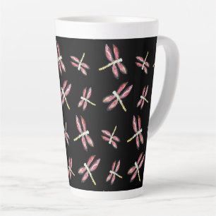 Dancing Pink Dragonfly Pattern Latte Mug