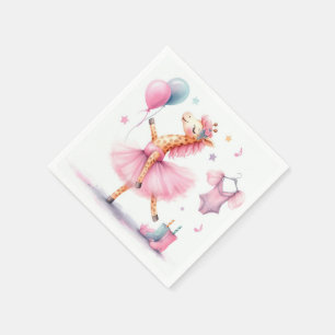 Dancing Pink Giraffe Birthday Party Napkins