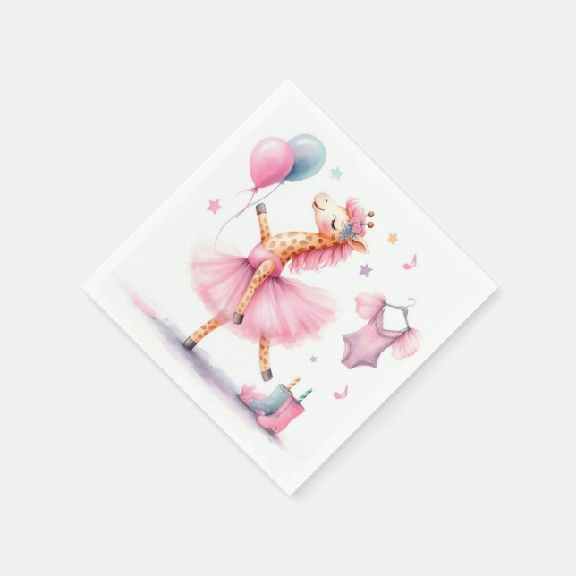 Dancing Pink Giraffe Birthday Party  Napkins (Corner)