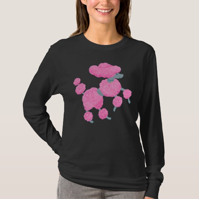 Dancing pink poodle on white      T-Shirt (Front)