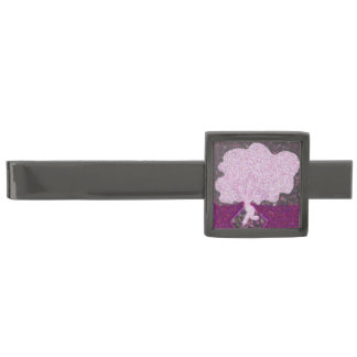 Dancing pink tree glitter Tu B'Shvat ט״ו בשבט  Gunmetal Finish Tie Bar