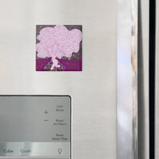 Dancing pink tree glitter Tu B'Shvat ט״ו בשבט  Magnet