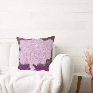 Dancing pink tree glitter Tu B'Shvat ט״ו בשבט  Throw Pillow