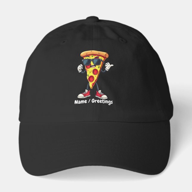 Dancing Pizza Slice A Playful & Delicious Design Hat (Front)