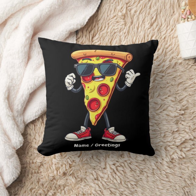 Dancing Pizza Slice A Playful & Delicious Design Throw Pillow (Blanket)