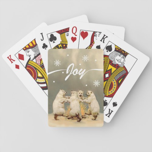 Dancing Polar Bears Snowflakes Playing Cards