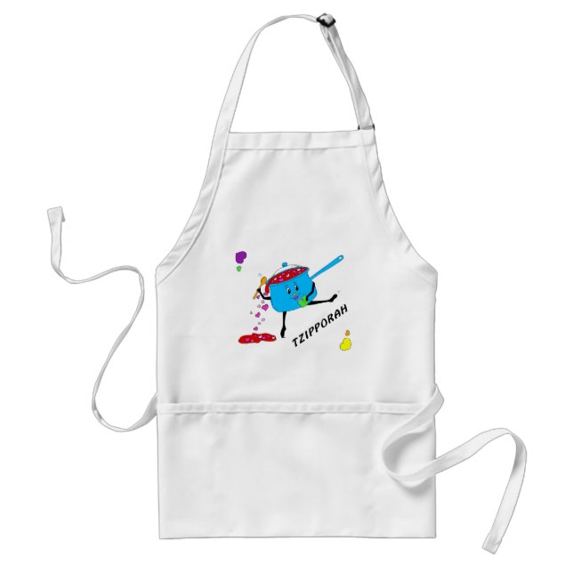 dancing pot with hearts 05 TZIPPORAH Adult Apron (Front)