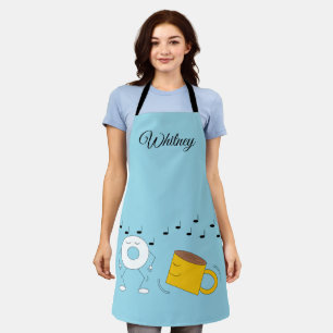 Dancing Powdered Donut & Coffee Mug:   Apron
