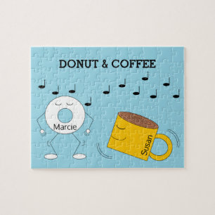 Dancing Powdered Donut & Coffee Mug:  Jigsaw Puzzle
