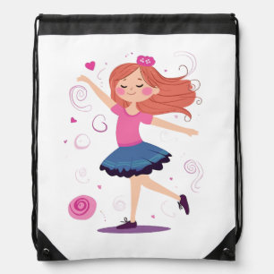Dancing Princess Ballerina Drawstring Backpack
