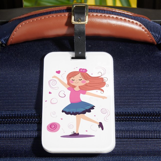 Dancing Princess Ballerina Luggage Tag for Girls (Front Insitu 2)