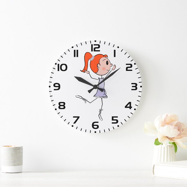Dancing Princess Cute Ballerina Stick Figure  Large Clock (Creator Uploaded)