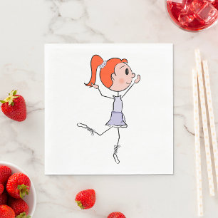Dancing Princess Cute Ballerina Stick Figure Napkins