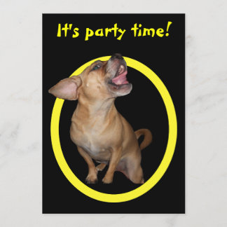 Dancing Puggle Birthday Party Invitation