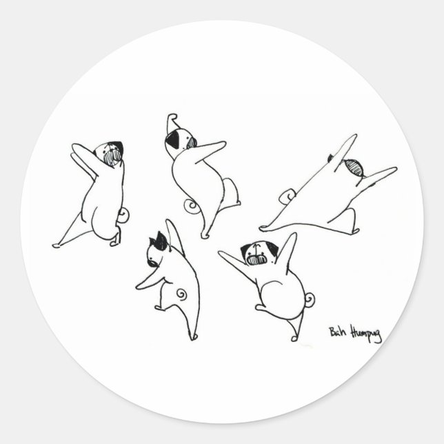 Dancing Pugs Classic Round Sticker (Front)