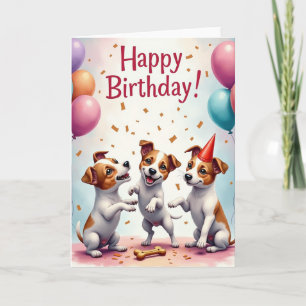 Dancing Pups Birthday Card