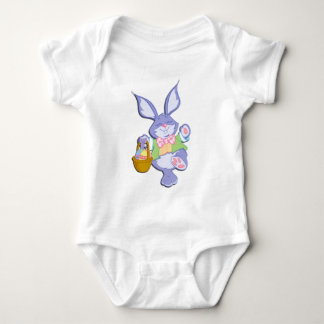 Dancing Purple Easter Bunny Basket of Colored Eggs Baby Bodysuit
